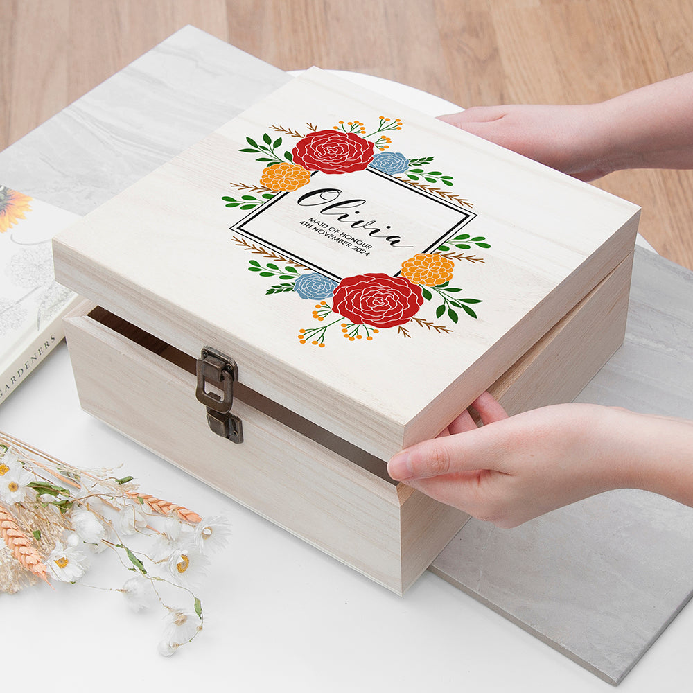Personalised Vibrant Flower Frame Bridesmaid Box - Medium, The Personal Shop, personalised gifts