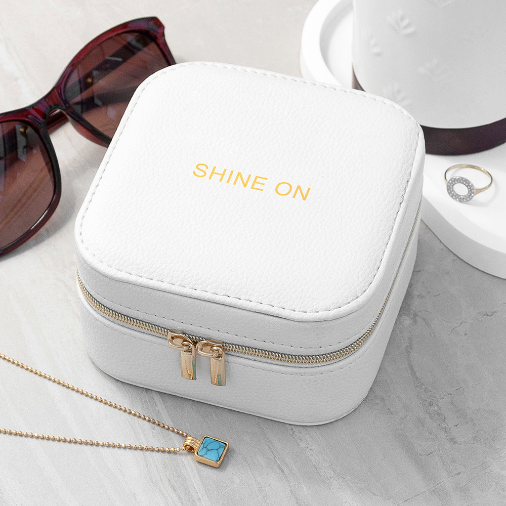 Personalised Bold Message White Travel Jewellery Case, The Personal Shop, personalised gifts