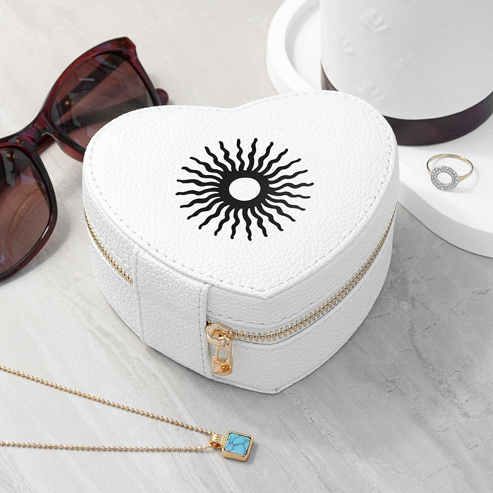 Personalised Customisable Sun White Heart Jewellery Case, The Personal Shop, personalised gifts