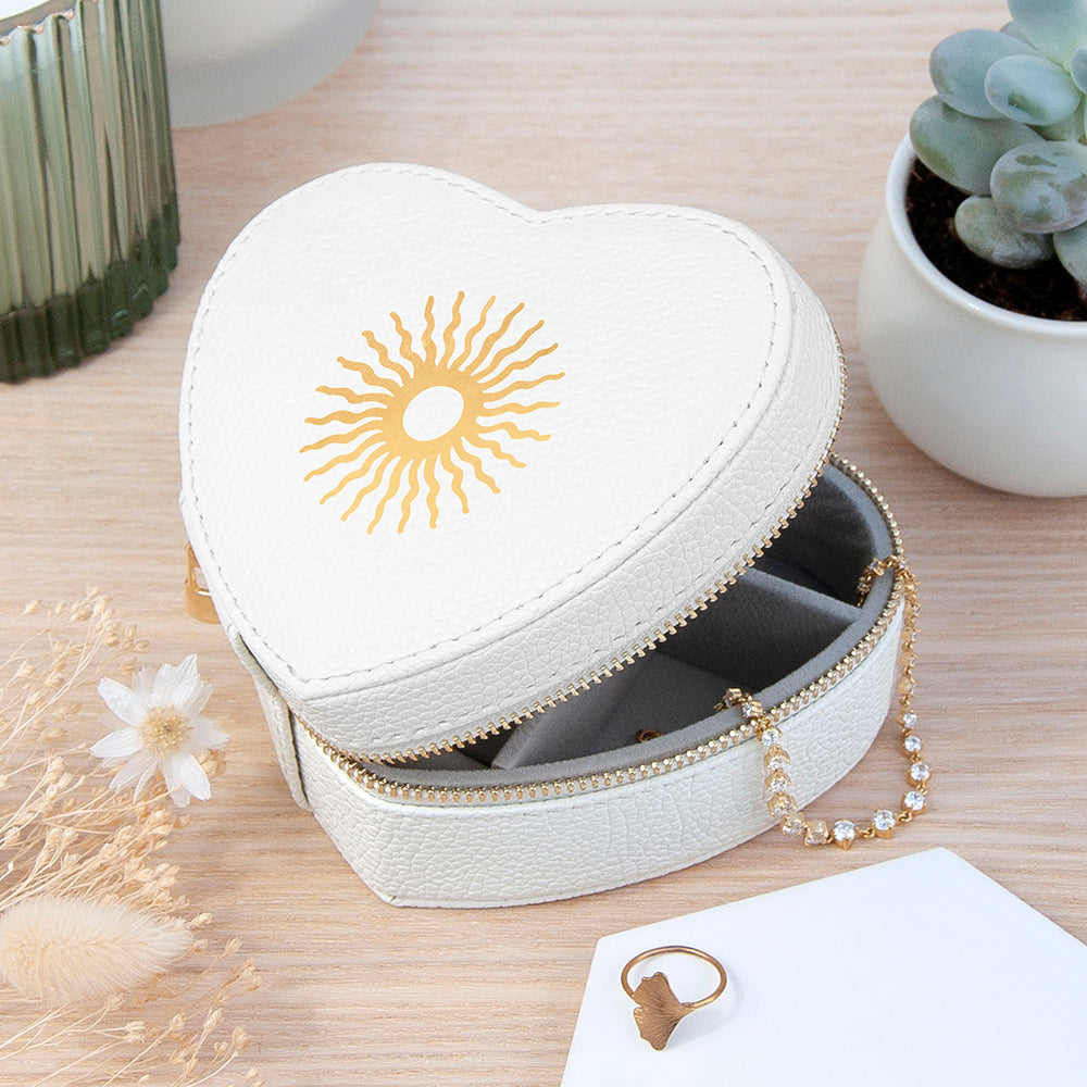 Personalised Customisable Sun White Heart Jewellery Case, The Personal Shop, personalised gifts