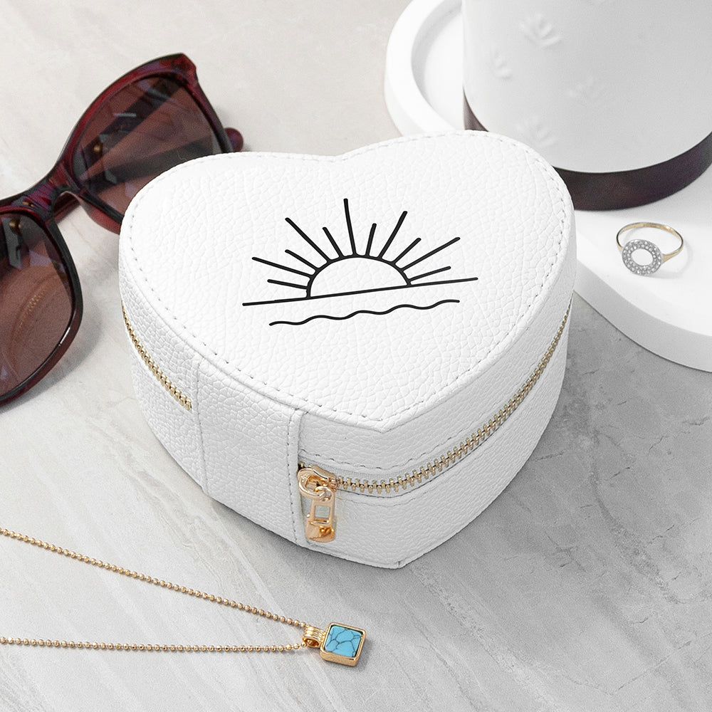 Personalised Sunset White Heart Jewellery Case, The Personal Shop, personalised gifts
