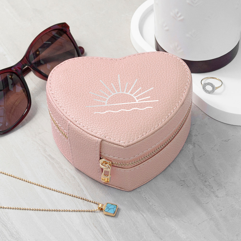 Personalised Sunset Pink Heart Jewellery Case, The Personal Shop, personalised gifts