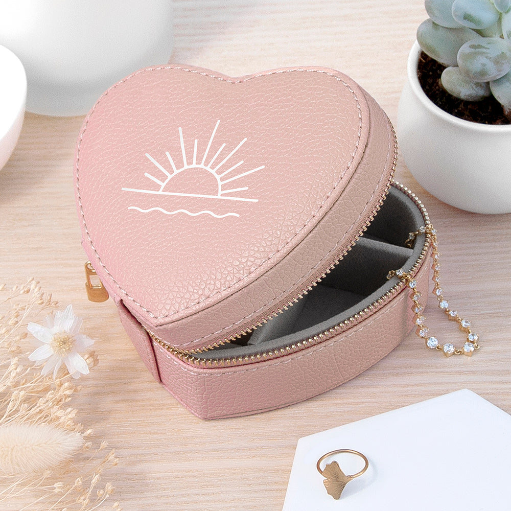Personalised Sunset Pink Heart Jewellery Case, The Personal Shop, personalised gifts