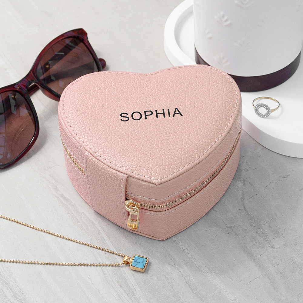 Personalised Bold Message Pink Heart Jewellery Case, The Personal Shop, personalised gifts