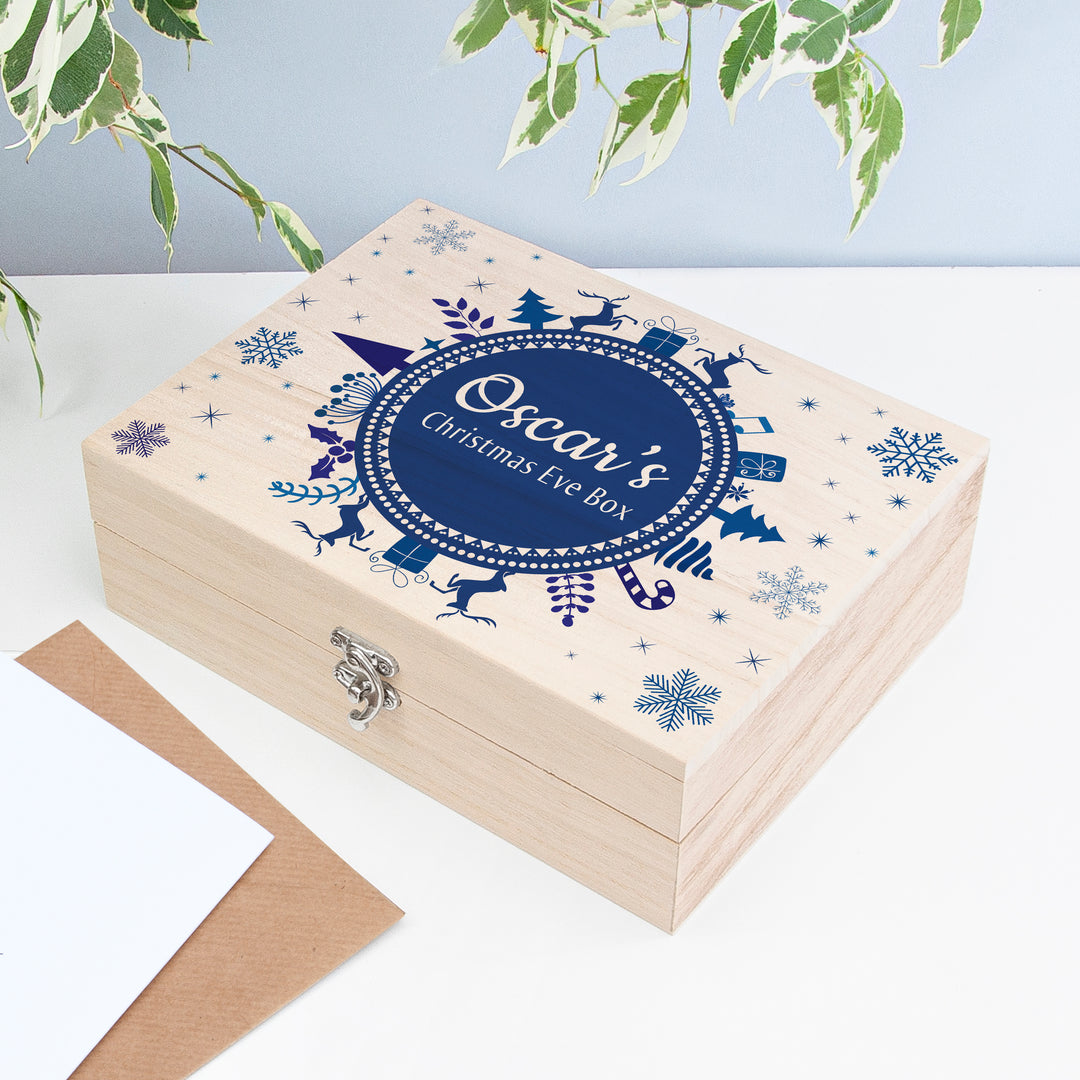Personalised Christmas Eve Box With Snowflake Wreath