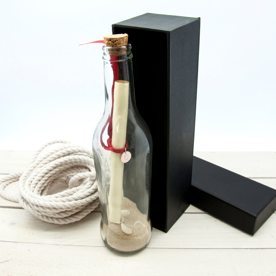 Personalised Message in a Bottle with Monogram Charm Tag, The Personal Shop, personalised gifts