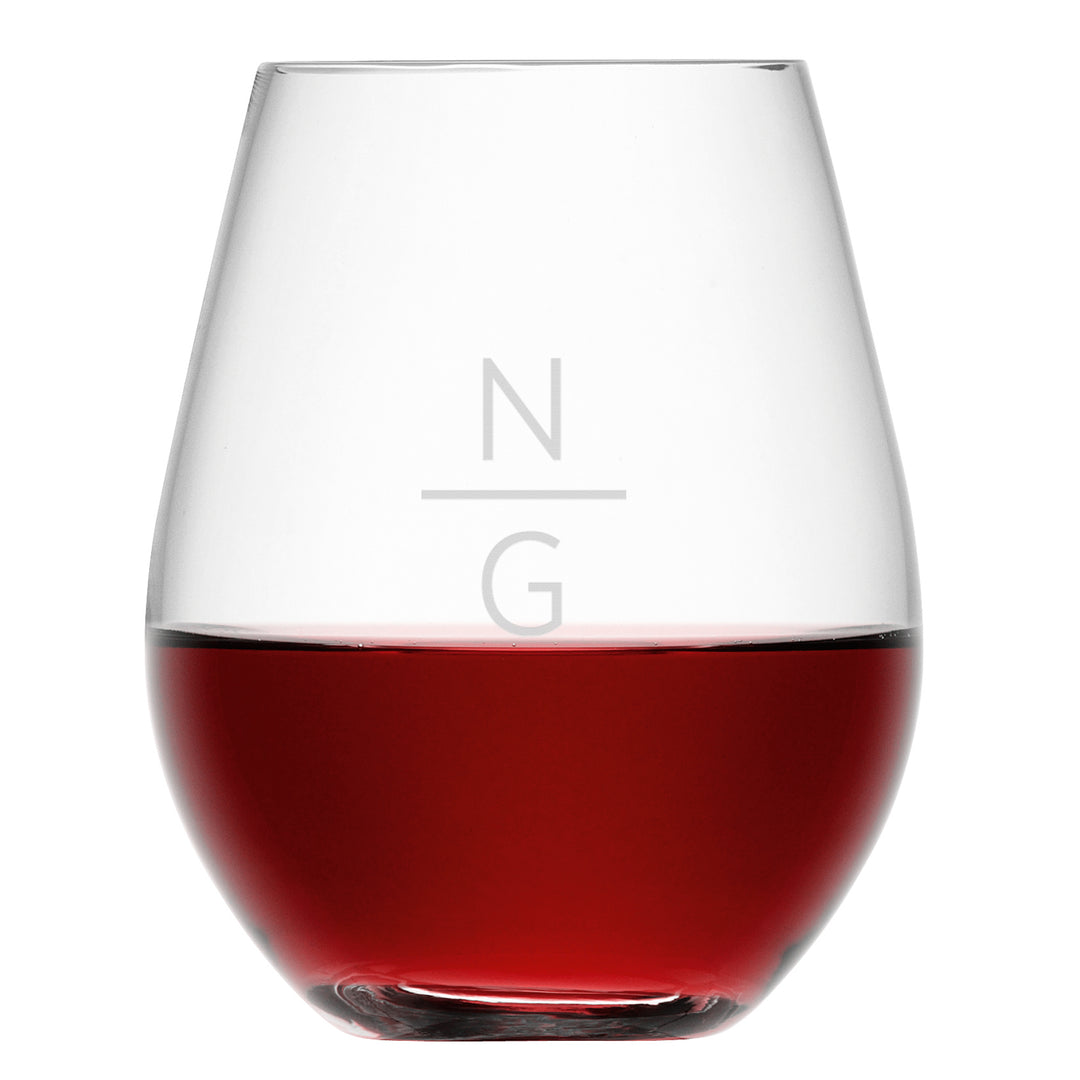 Personalised Monogrammed Stemless Red Wine Glass