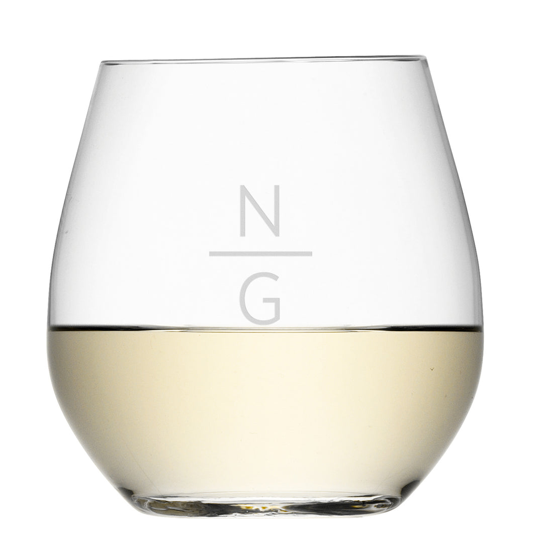 Personalised Monogrammed Stemless White Wine Glass