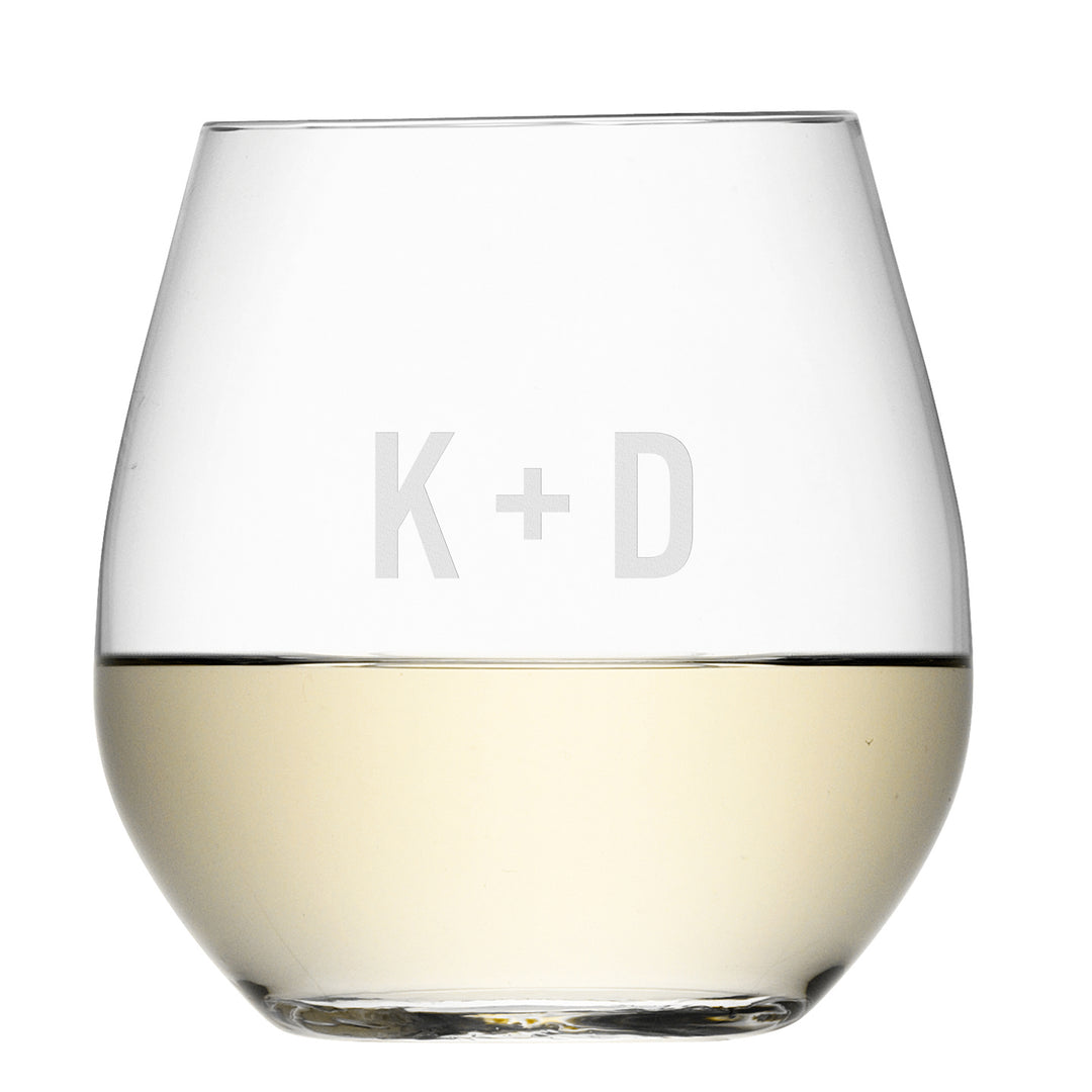 Personalised Monogrammed Stemless White Wine Glass