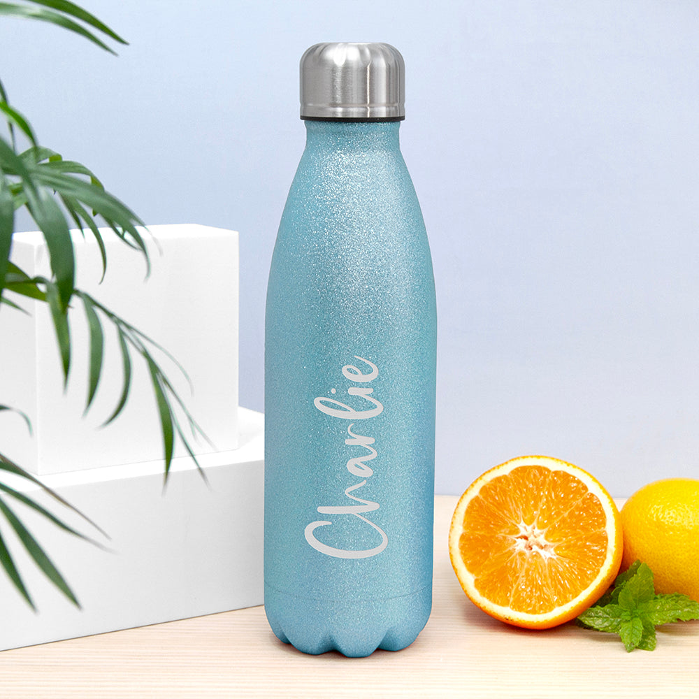 Personalised Glitter Insulated Water Bottle