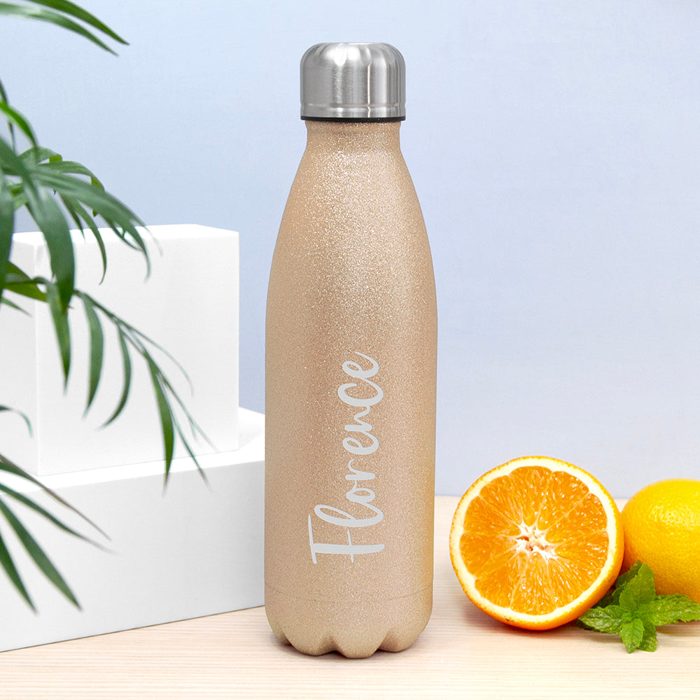 Personalised Glitter Insulated Water Bottle