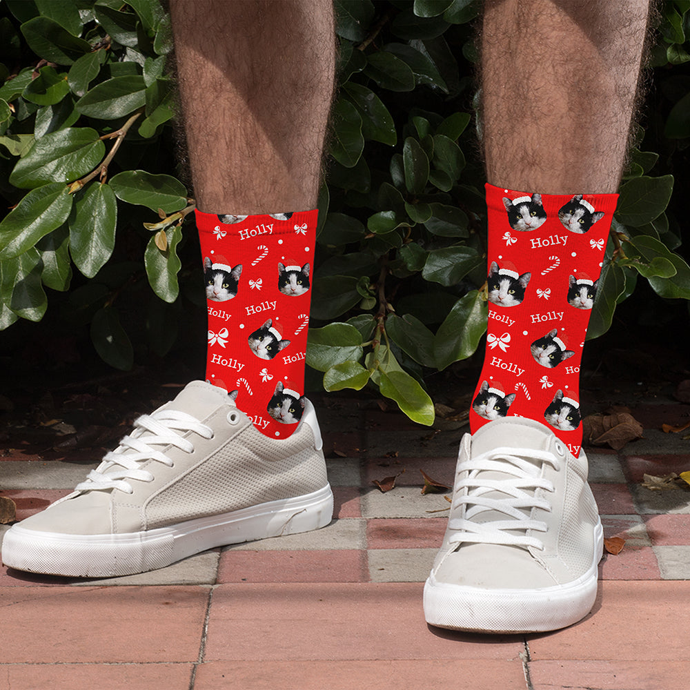 Personalised Christmas Pet Face Socks, The Personal Shop, personalised gifts