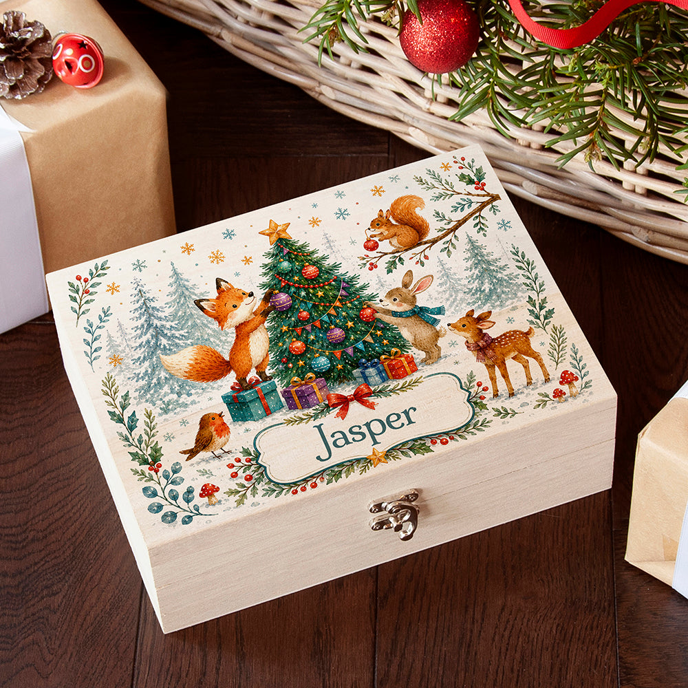 Personalised Woodland Animals Christmas Eve Box