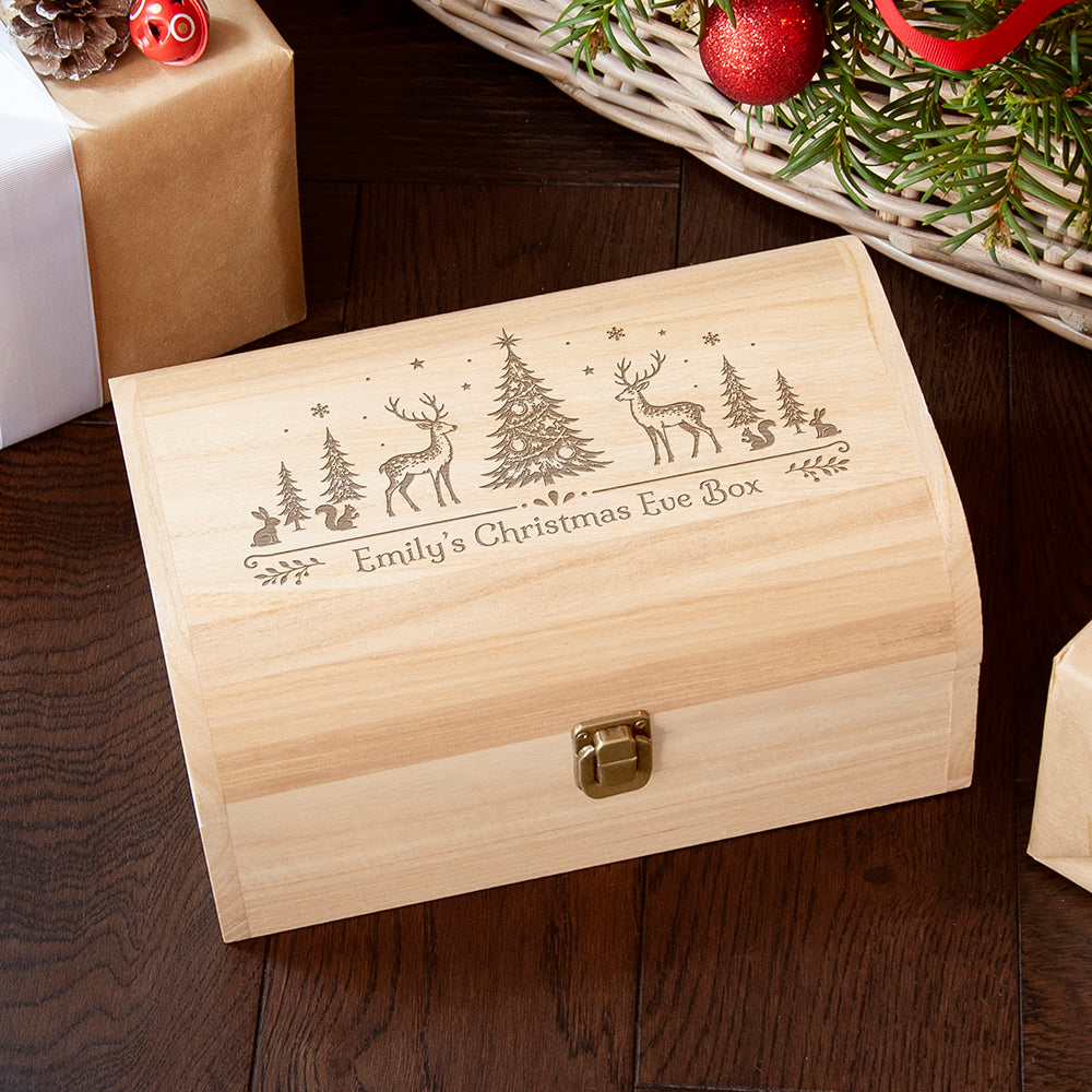 Personalised Festive Forest Christmas Keepsake Chest, The Personal Shop, personalised gifts