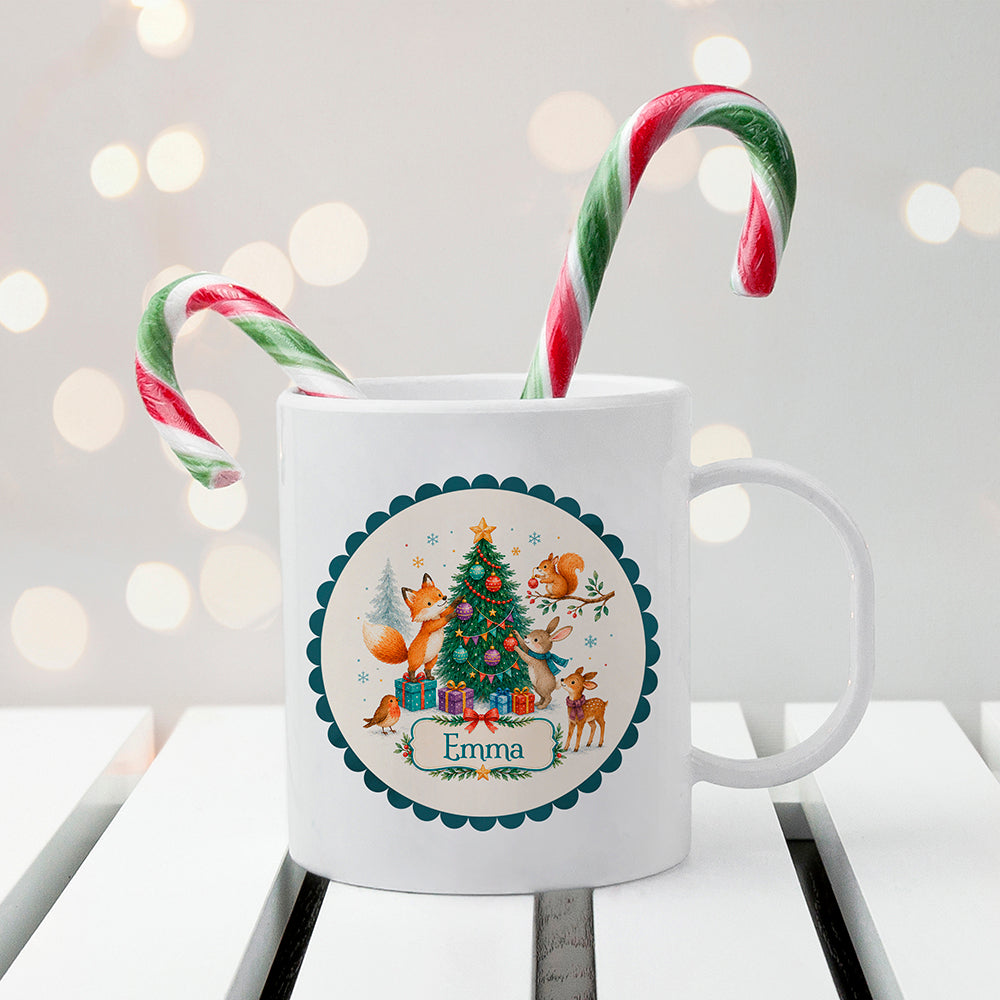 Personalised Woodland Animals Christmas Cup