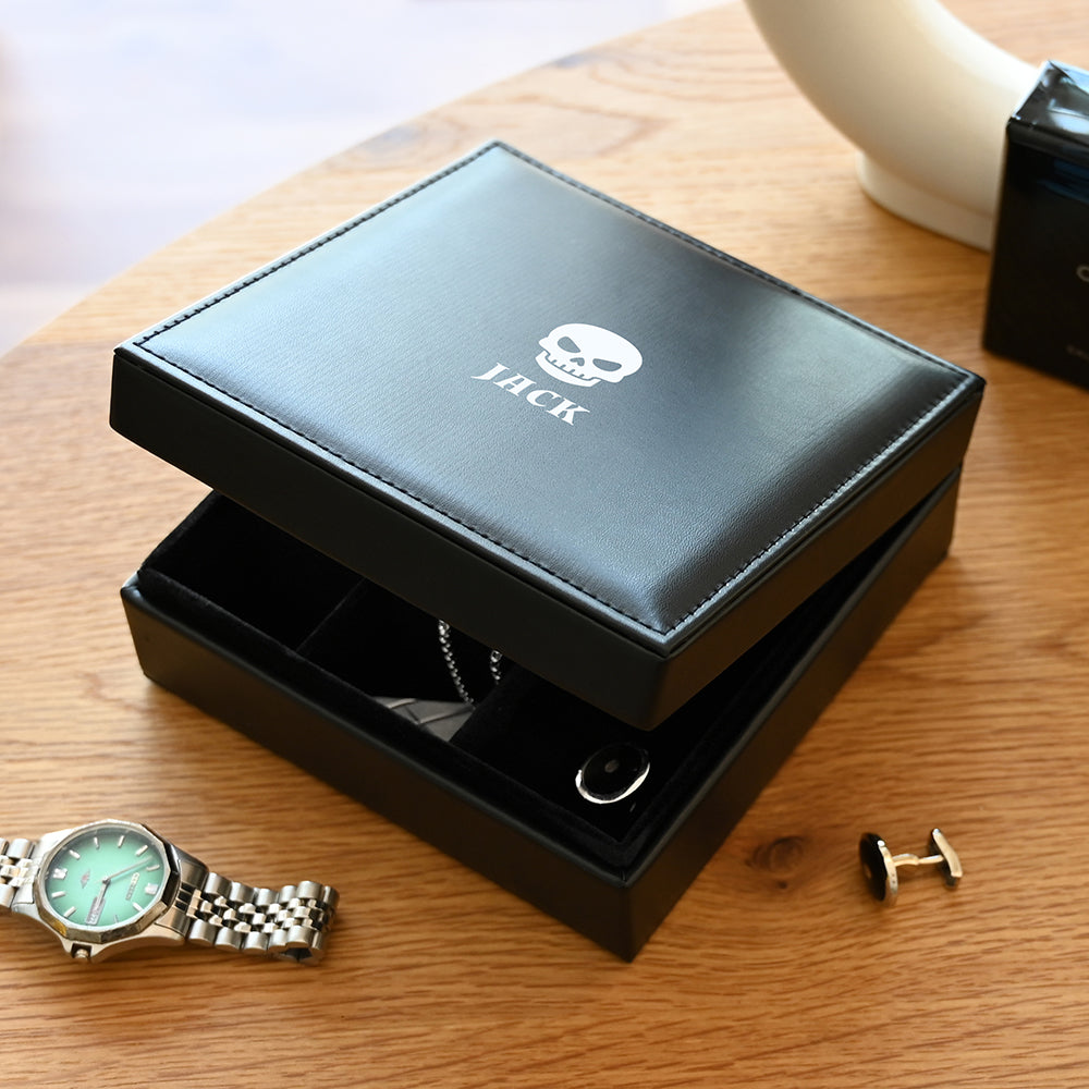 Personalised Halloween Skull Black Jewellery Box, The Personal Shop, personalised gifts