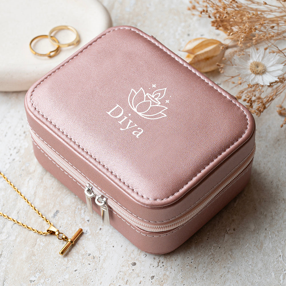 Personalised Diwali Lotus Travel Jewellery Case, The Personal Shop, personalised gifts