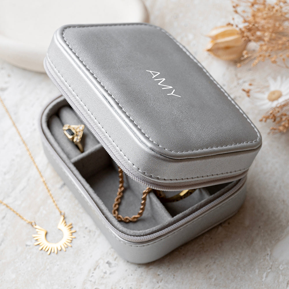 Personalised Metallic Silver Jewellery Case