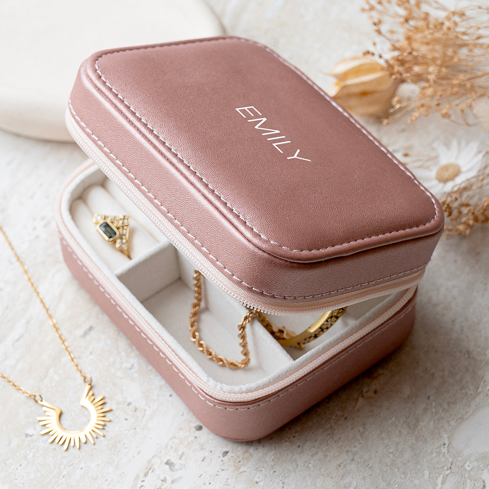Personalised Metallic Blush Jewellery Case
