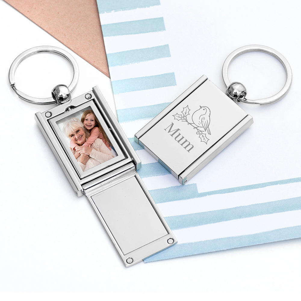 Personalised Robin Memorial Photo Frame Keyring