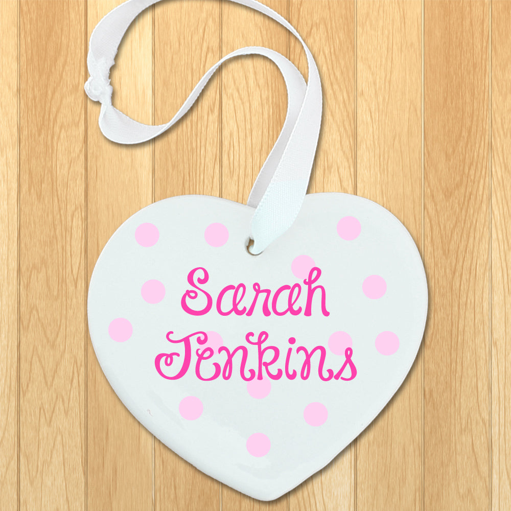 Personalised Pink Heart Baby Name Keepsake