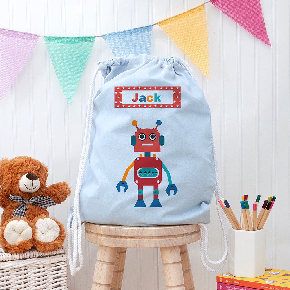 Personalised Robot PE Kit Bag for Boys, The Personal Shop, personalised gifts