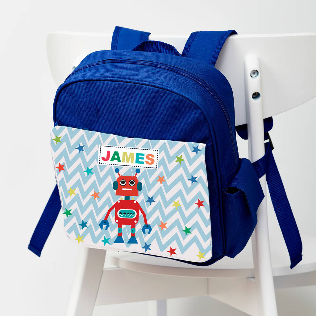 Personalised Boys Robot Mini Rucksack, The Personal Shop, personalised gifts