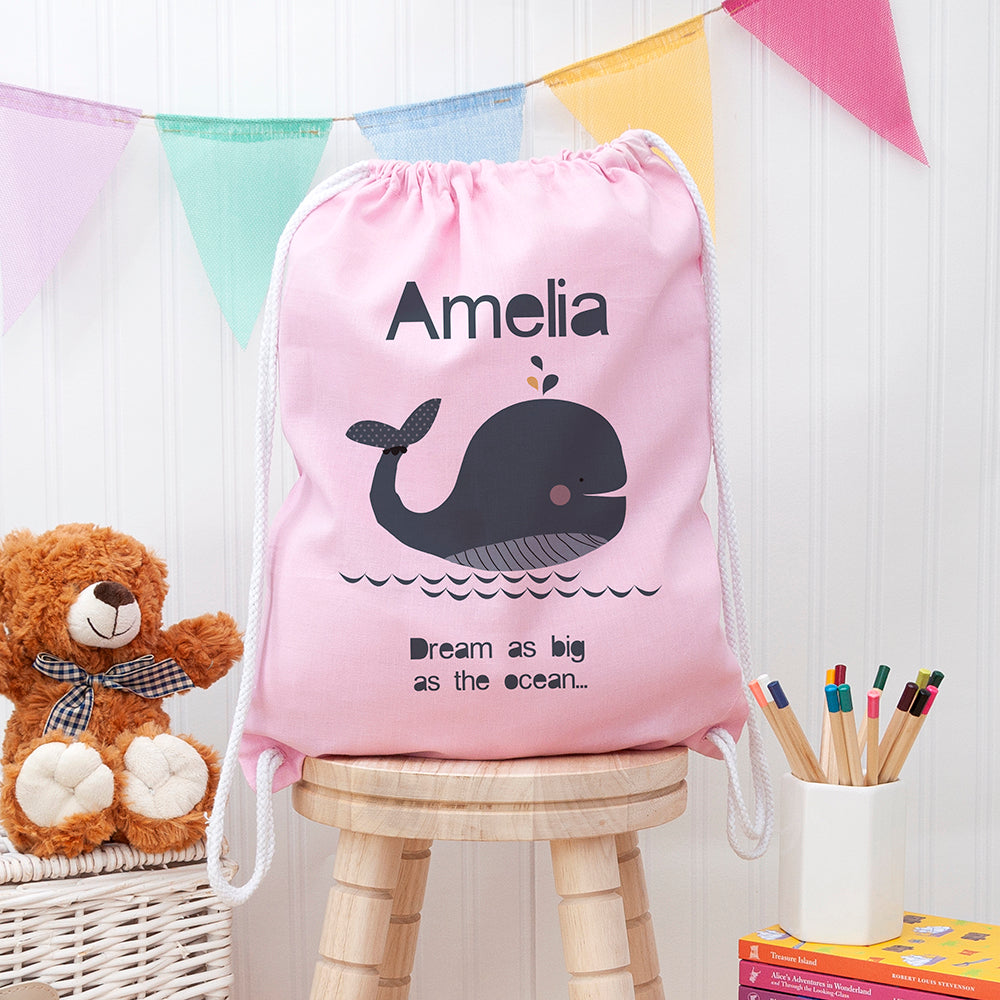 Personalised Children’s Whale PE Kit Bag, The Personal Shop, personalised gifts
