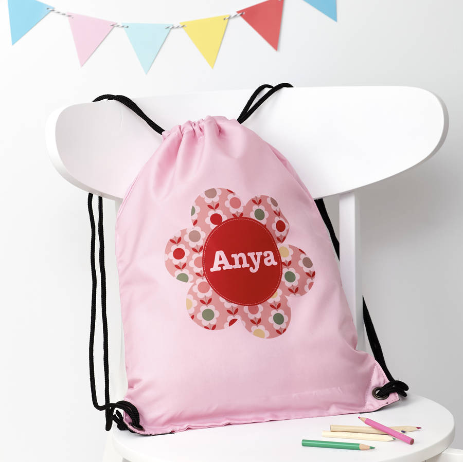 Personalised Pink Flower Waterproof Swim Bag, The Personal Shop, personalised gifts