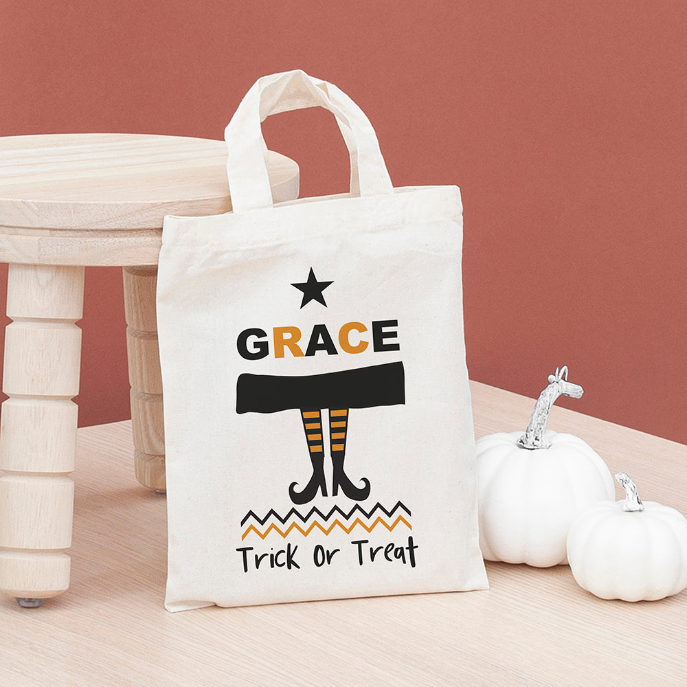 Personalised Cotton Halloween Trick or Treat Bag, The Personal Shop, personalised gifts