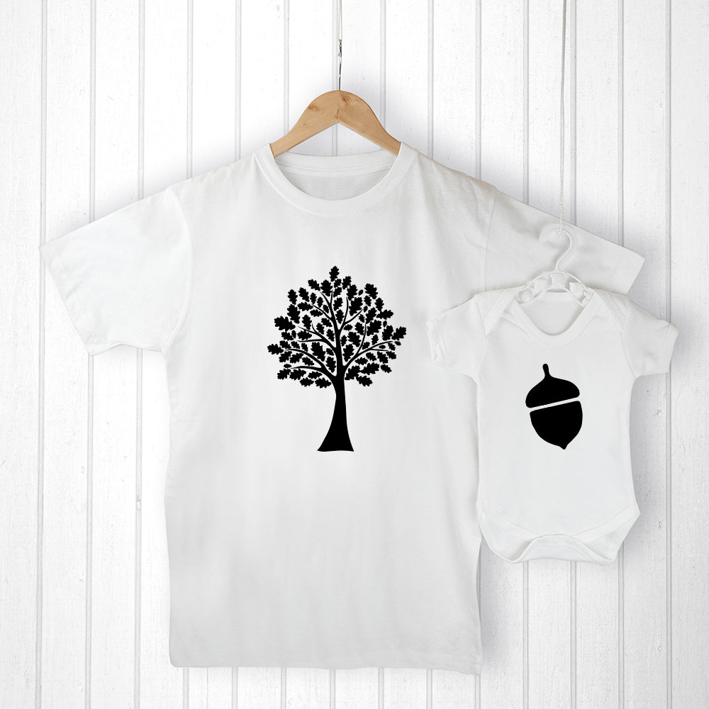 Personalised Daddy and Me Acorn T-Shirt & Babygrow Set, The Personal Shop, personalised gifts