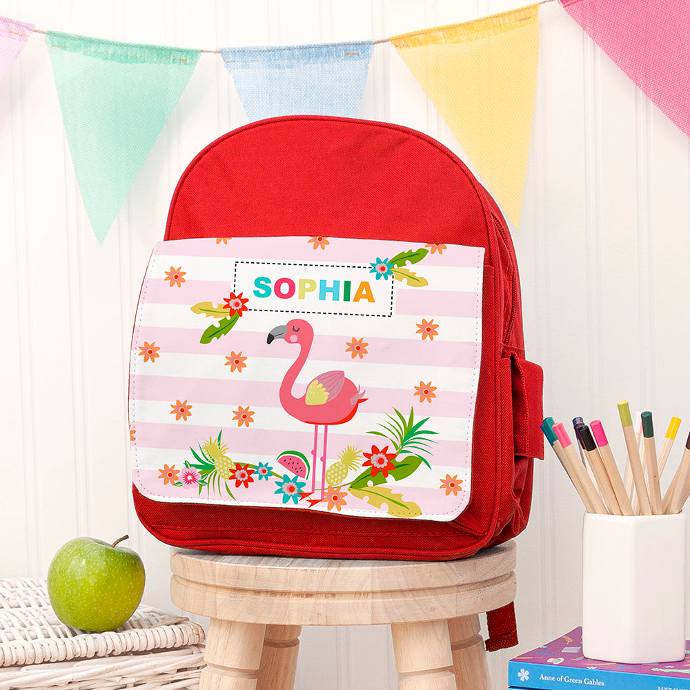 Personalised Girls Flamingo Mini Rucksack, The Personal Shop, personalised gifts