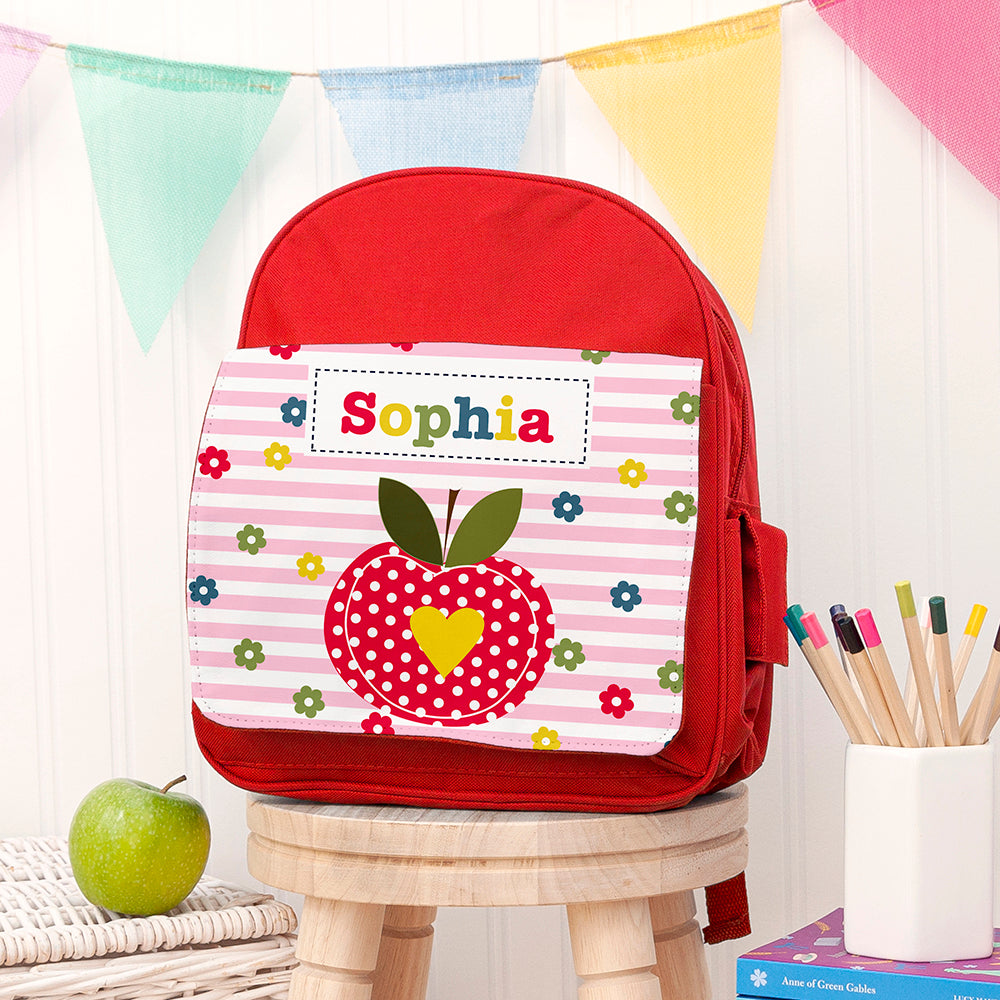 Personalised Girls Red Mini Rucksack, The Personal Shop, personalised gifts