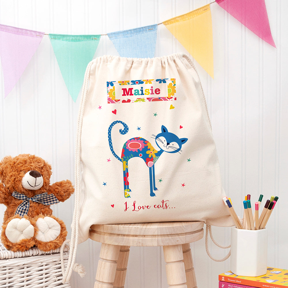 Personalised I Love Pets Cotton Nursery Bag, The Personal Shop, personalised gifts