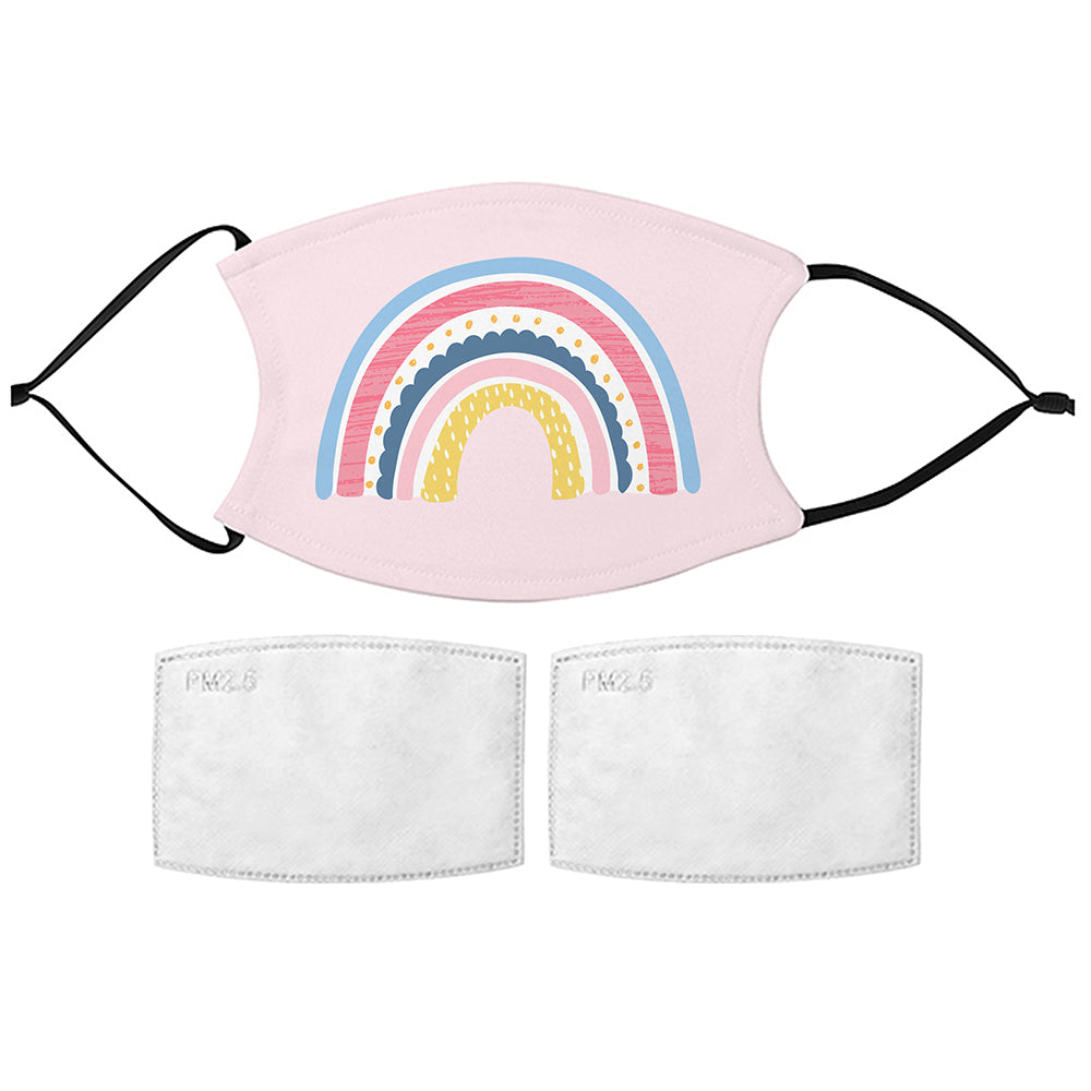 Reusable Double Layer Polyester Face Mask - Pink Rainbow