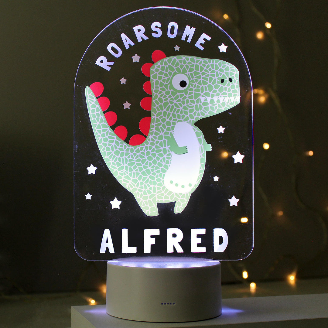 Personalised Roarsome Dinosaur LED Colour Changing Night Light – alternative view