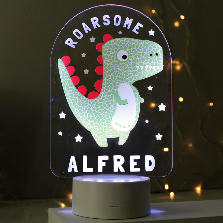 Personalised Roarsome Dinosaur LED Colour Changing Night Light – alternative view