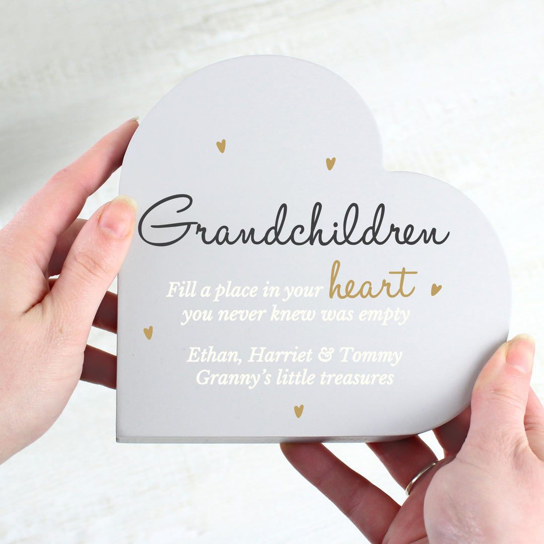 Personalised Grandchildren Free Standing Heart Ornament – alternative view
