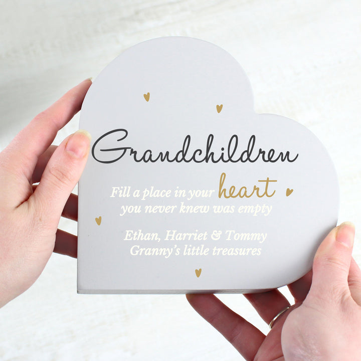 Personalised Grandchildren Free Standing Heart Ornament – alternative view