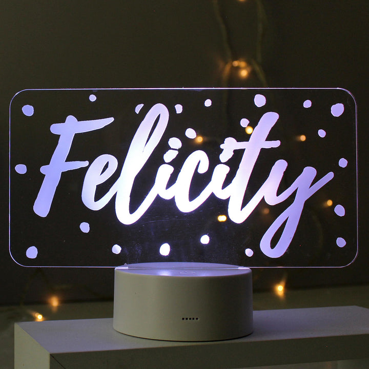 Personalised Polka-dot Name only LED Colour Changing Night Light – alternative view