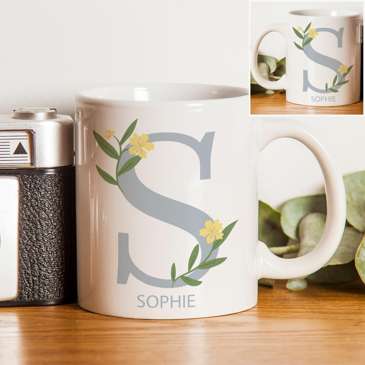 Personalised Floral Initial Mug – alternative view