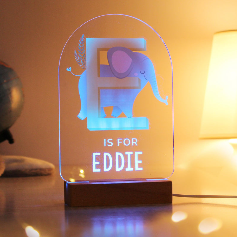 Personalised Animal Alphabet Wooden Based LED Light