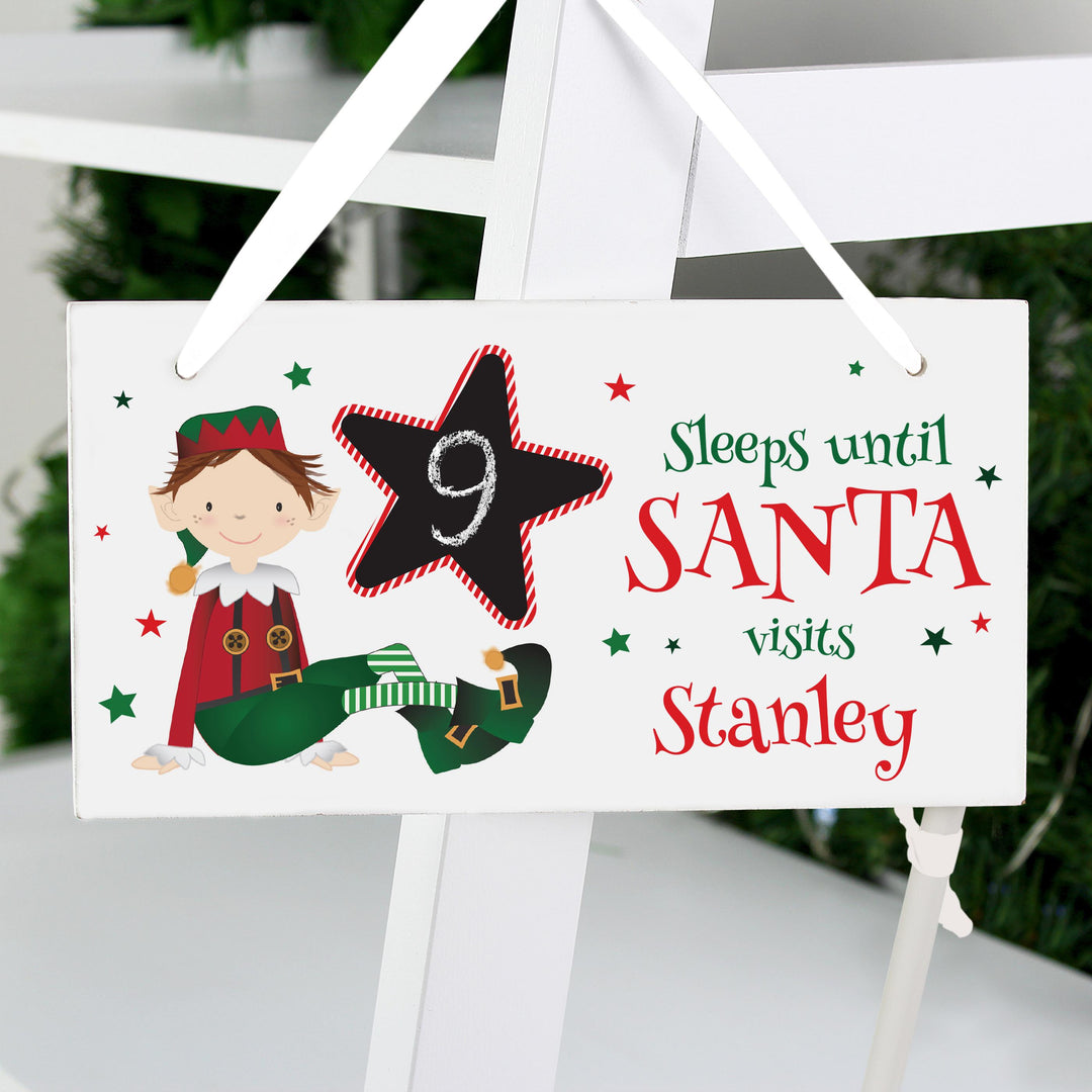 Personalised Elf Christmas Chalk Countdown Wooden Sign, The Personal Shop, personalised gifts