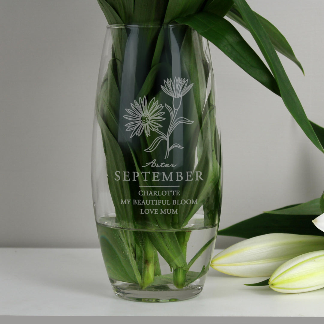 Personalised September Birth Flower Bullet Vase – alternative view