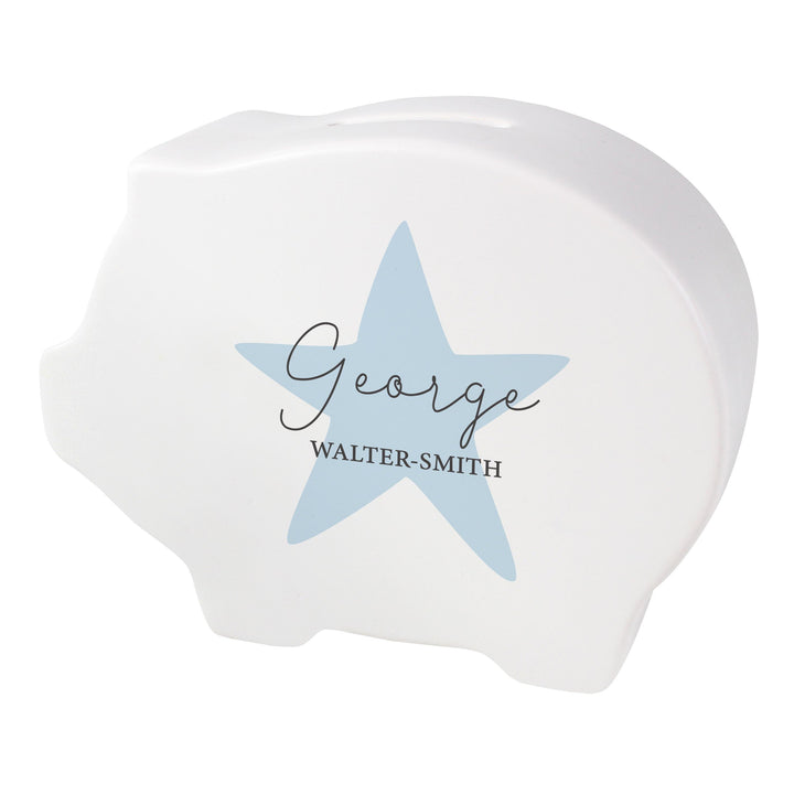 Personalised Blue Star Piggy Bank – alternative view