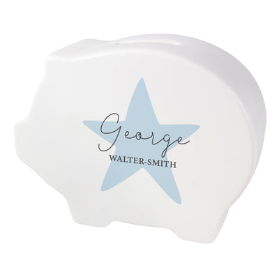 Personalised Blue Star Piggy Bank