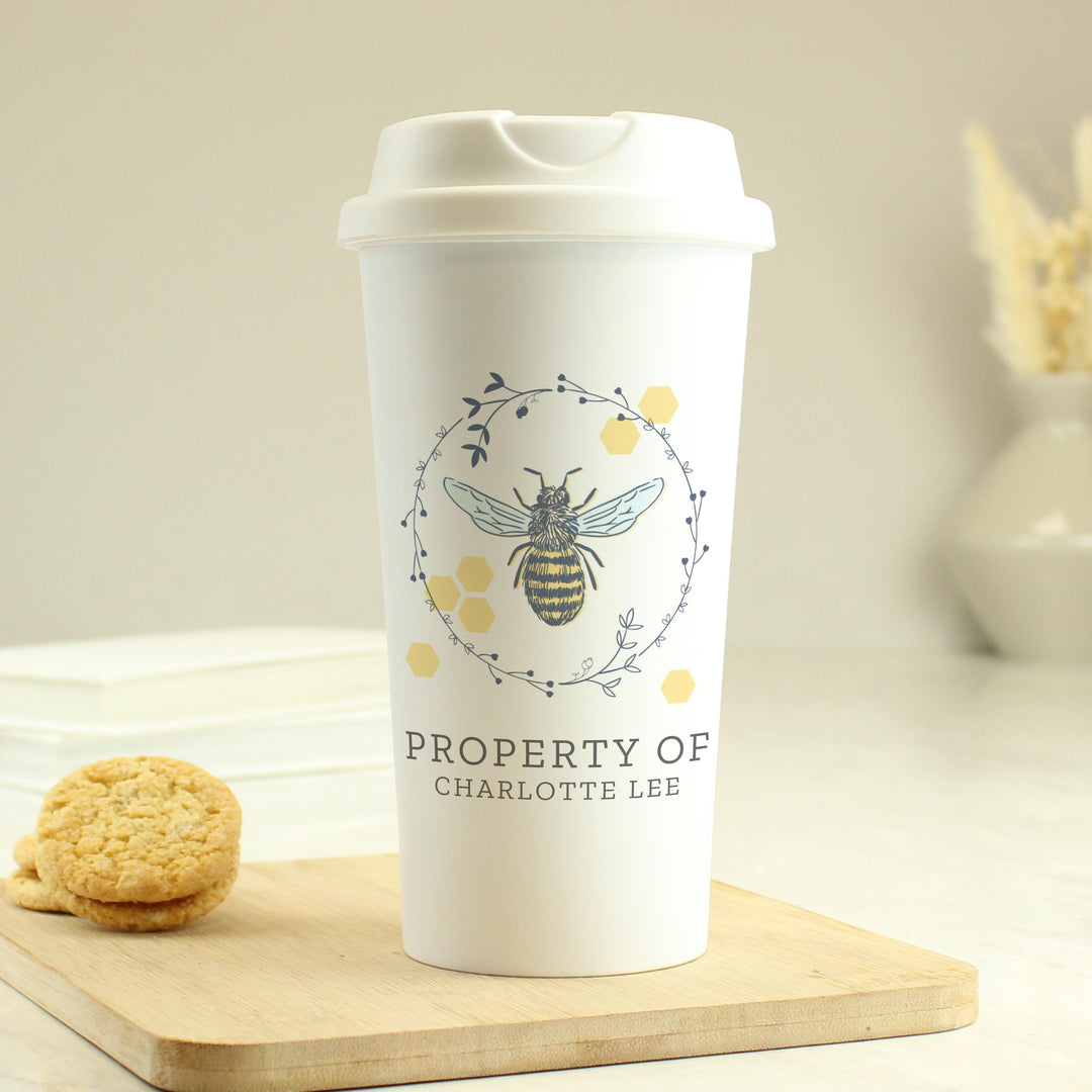 Personalised Bee Insulated Travel Cup – alternative view