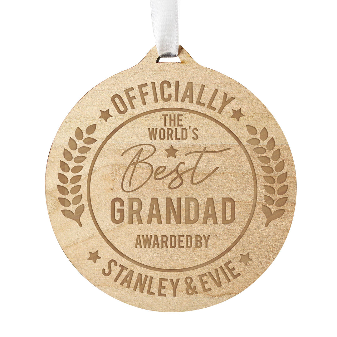Personalised Officially The Best Round Wooden Medal – alternative view