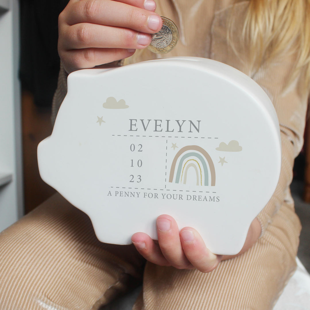 Personalised Rainbow Piggy Bank – alternative view