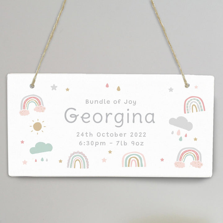 Personalised Rainbow Wooden Sign – alternative view